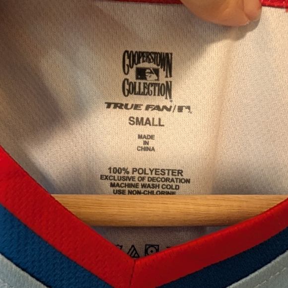 Texas Rangers Cooperstown Collection Blue and Red Sports Jersey Size Small - Picture 4 of 7